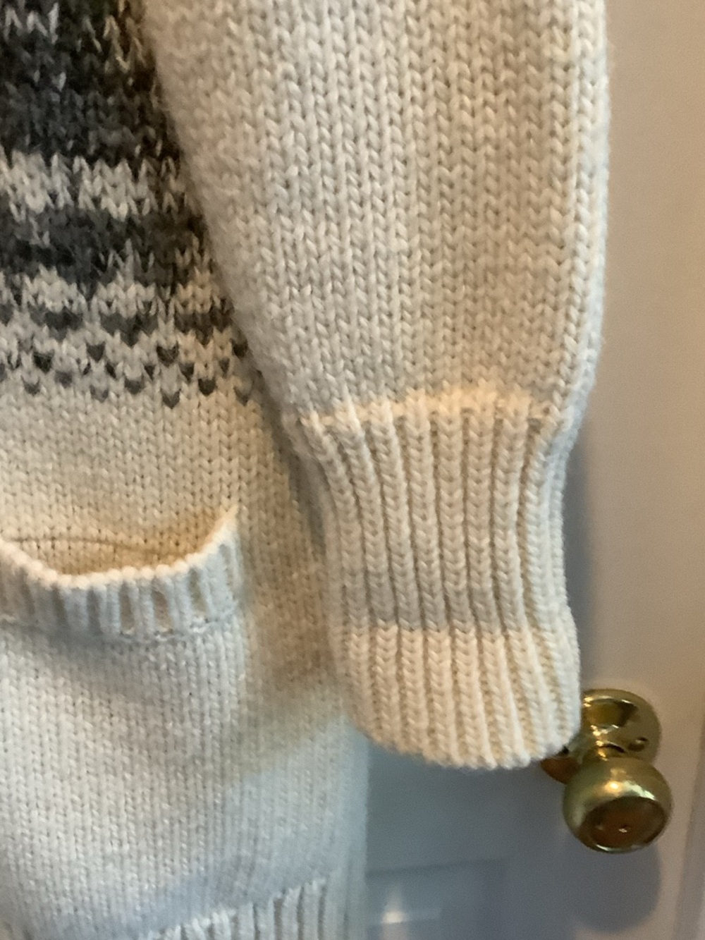 Banana‎ Republic Cream and Gray Open-Front Knit Cardigan, merino wool, alpaca - Picture 5 of 11